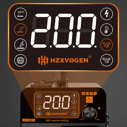 Soldadora inversora MMA Mig semiautomática 3 en 1 HVM200 de HZXVOGEN, herramienta sin gas para soldadura con hierro sin gas